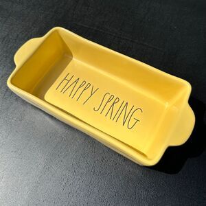 Rae Dunn Ceramic Yellow “Happy Spring” Bread Loaf Dish